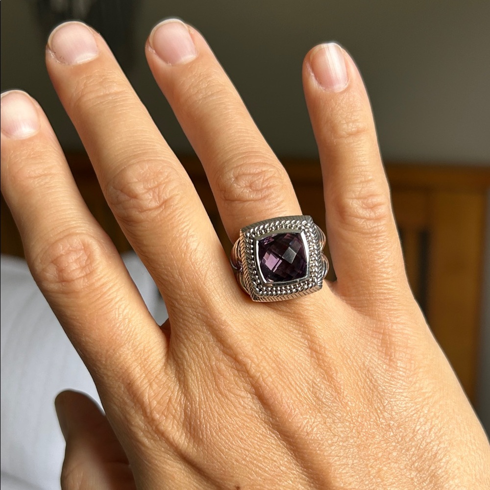 Judith Ripka Sterling amethyst ring